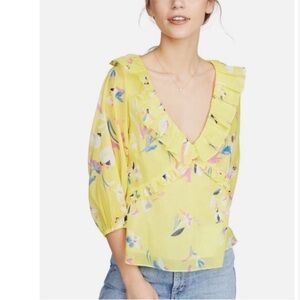 Tanya Taylor Yellow Floral Blouse